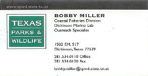 Texas Parks & Wildlife, Bobby Miller, 281-534-0110